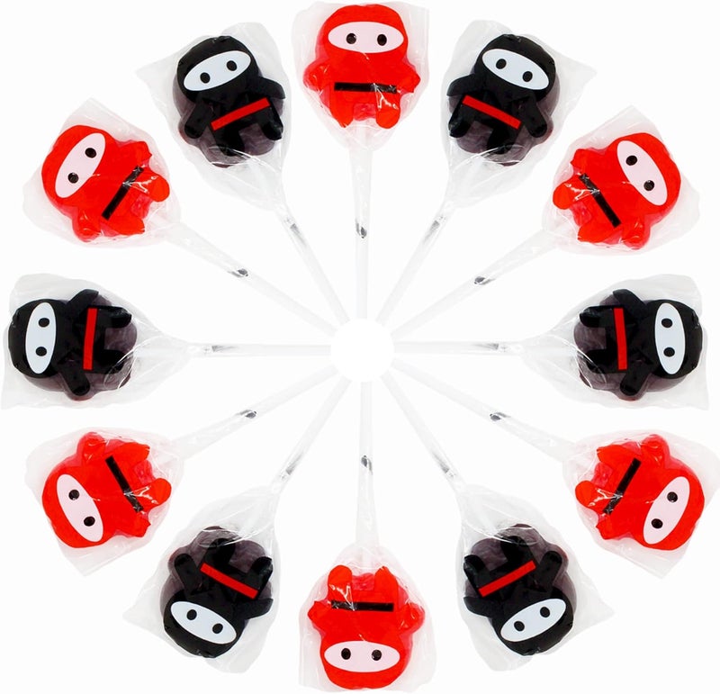 SNACKTERY Ninja Lollipops - 12 Cherry Flavored Suckers - Image 1